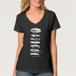 Modernistische Küche-frei schwebender Hamburger T-Shirt