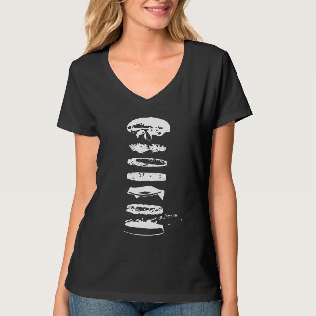 Modernistische Küche-frei schwebender Hamburger T-Shirt (Vorderseite)