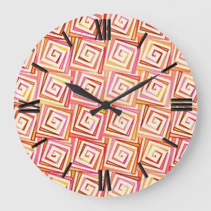Modernistische quadratische Spiralen aus der Mitte Große Wanduhr