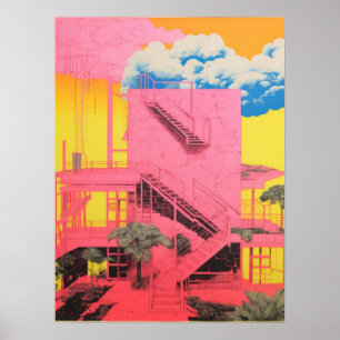 Modernistische Schritte: Die rosa architektonische Poster
