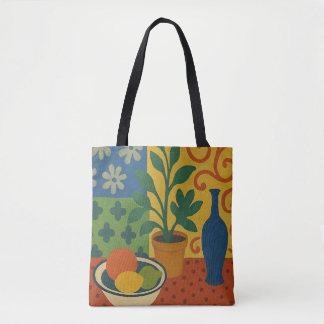 Modernistisches Stillleben mit Fruchtmalerei Tasche (Vorderseite)