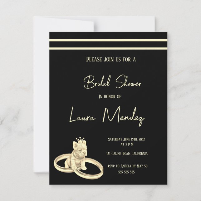 moderno perro oscuro Bridal Shower Invite (Vorderseite)