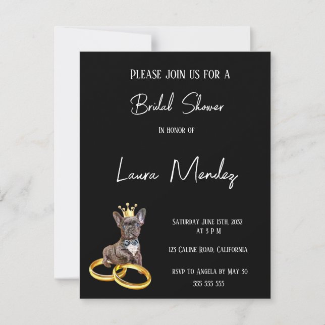 moderno perro oscuro Bridal Shower Invite (Vorderseite)
