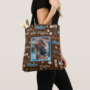 ModernPersonalisierte Fotos Namen Braun Blauer Hun Tasche
