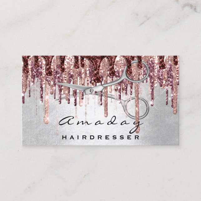 ModernProfessional Friseursalon Scheren Rose Tropf Visitenkarte (Vorderseite)