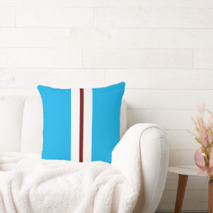 ModernSky Blue Deep Red White Racing Stripes Kissen