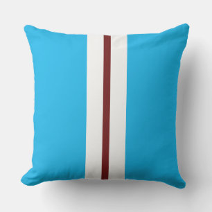 ModernSky Blue Deep Red White Racing Stripes Kissen