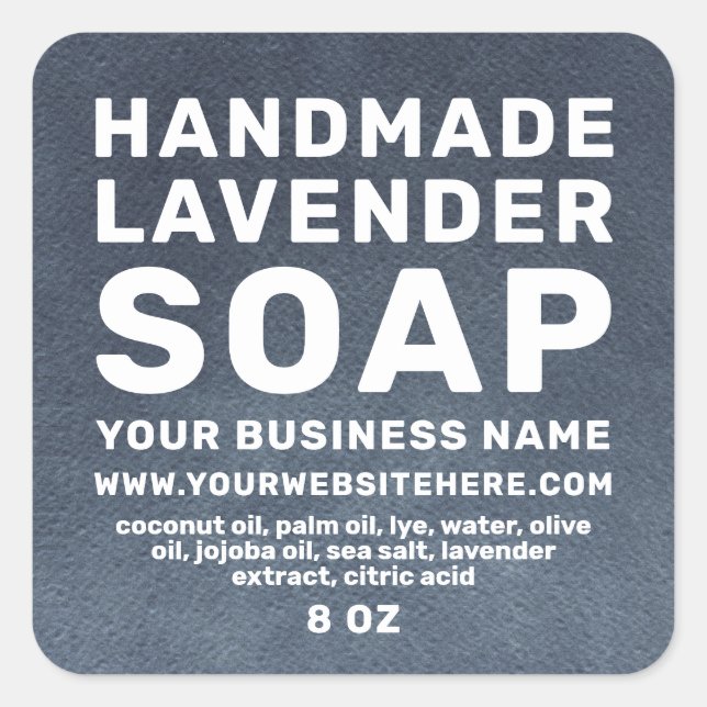 Modernste handgefertigte Lavenderseife Dark Blue O Quadratischer Aufkleber (Vorderseite)