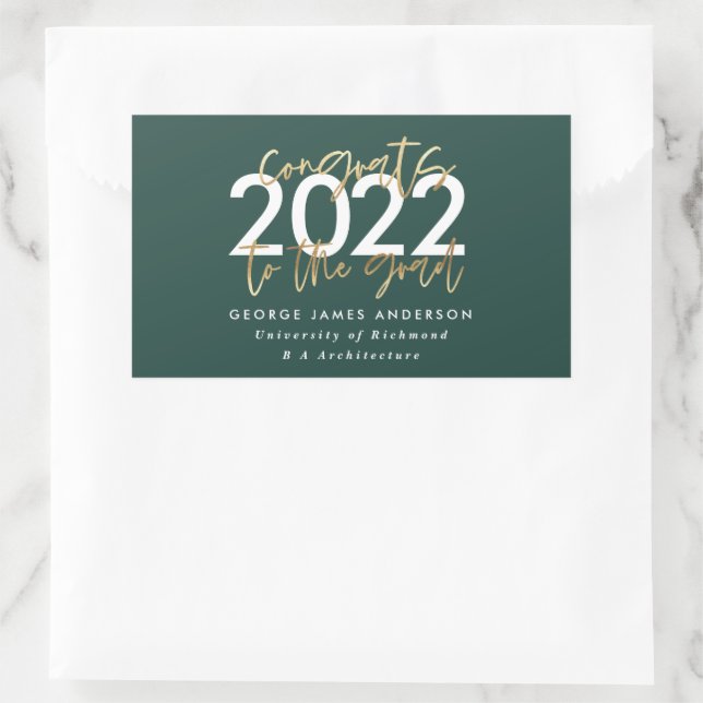 Modernster, moderner Abschluss mit grünen und gold Rechteckiger Aufkleber (Tasche)