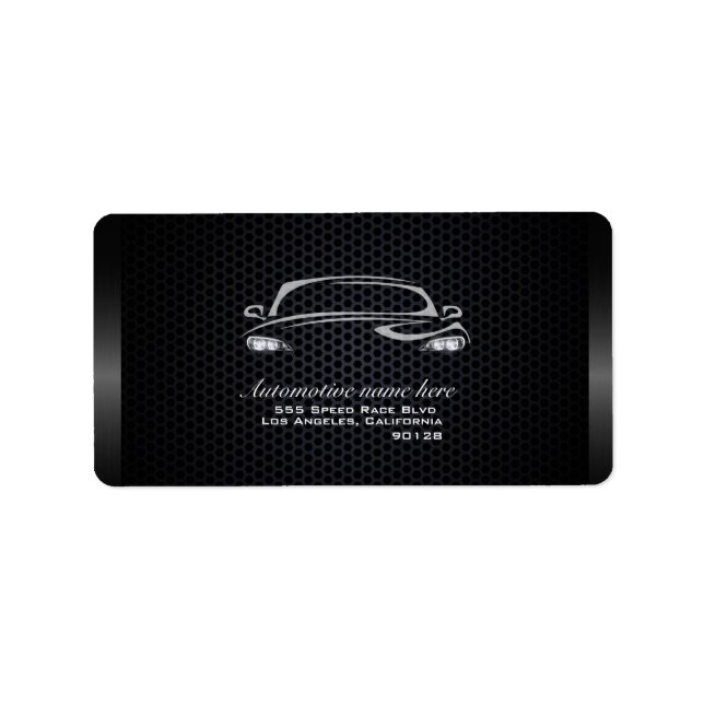 Modernstes, schwarz-minimalistisches Automobilgesc Adressaufkleber (Vorne)