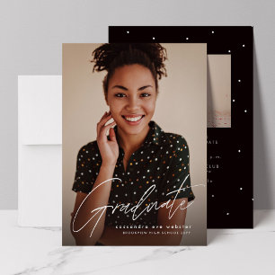 Modernstes Skript, einfaches Foto Abschluss Einladung