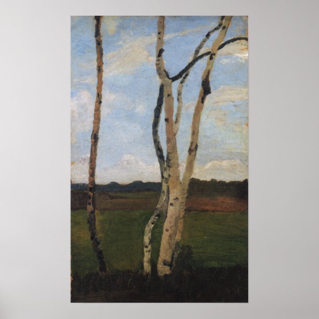 Modersohn-Becker - Landschaft mit Birkenstämmen Poster (Vorne)