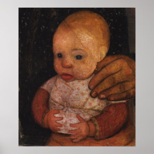 Modersohn-Becker - Säugling mit der Hand ihrer Mut Poster (Vorne)