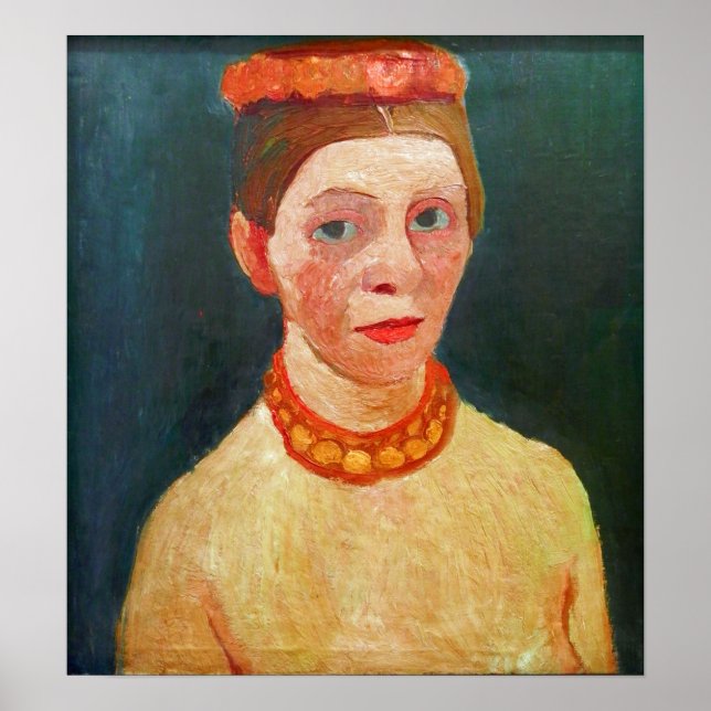 Modersohn Becker - Selbstportrait mit Rot Poster (Vorne)