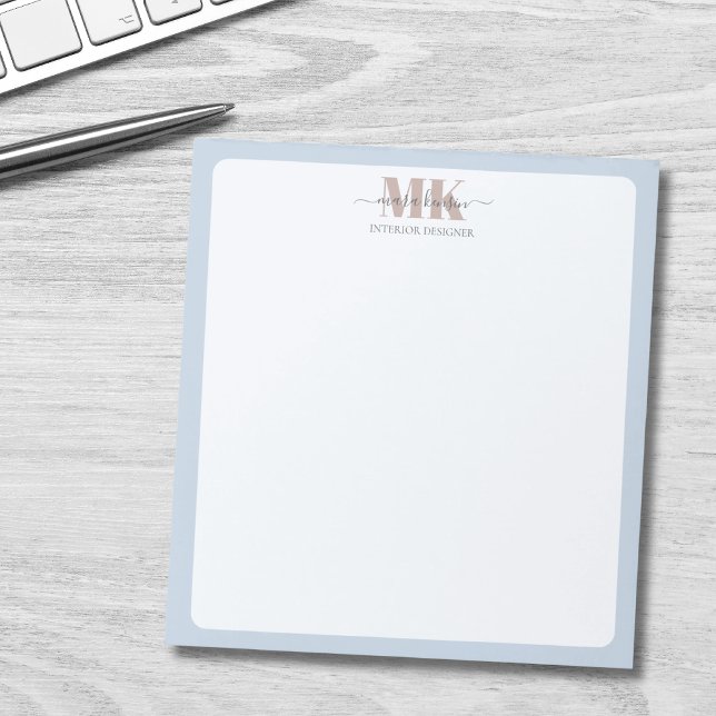 Modert Mocha Mousse Monogram Staubblau Notizblock (Von Creator hochgeladen)