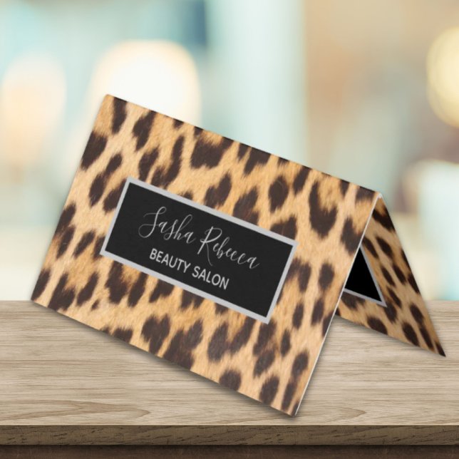 Modesalon Beauty WELLNESS-CENTER Stylist Leopard D Visitenkarten (fashion salon beauty SPA stylist leopard print Business Card)