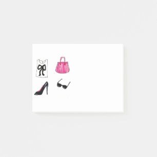 Modeschuhe Handtasche Wasserfarbe Fashionista Post-it Klebezettel