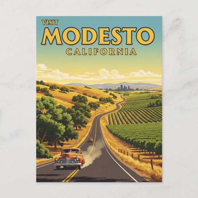 Modesto California Central Valley Postkarte (Vorderseite)