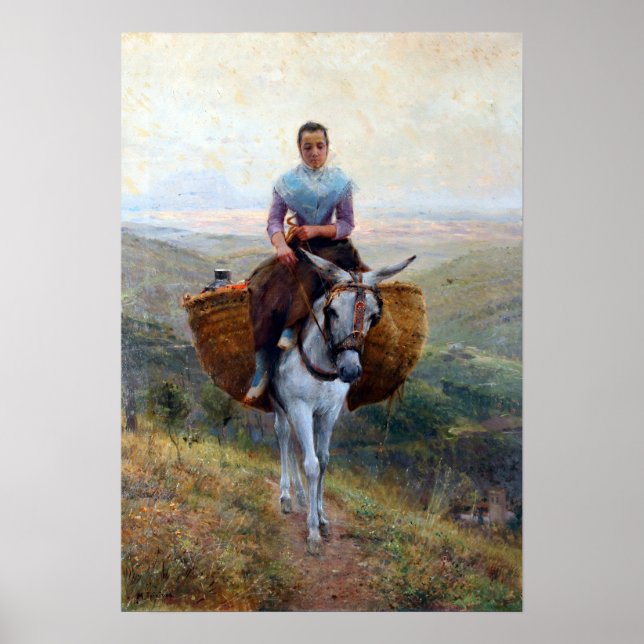 Modesto Teixidor y Torres Women Riding a Donkey Poster (Vorne)