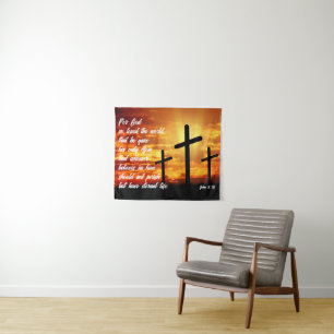 MODEVERSE BIBELVERS JOHANNES 3:16 CHRISTLICHES GES WANDTEPPICH