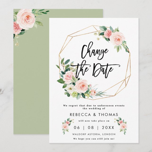 modifier la date de faire-part de mariage des floc (Devant / Derrière)