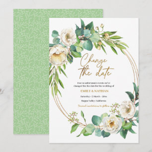 Modifier la date Gold and White floral Invitation