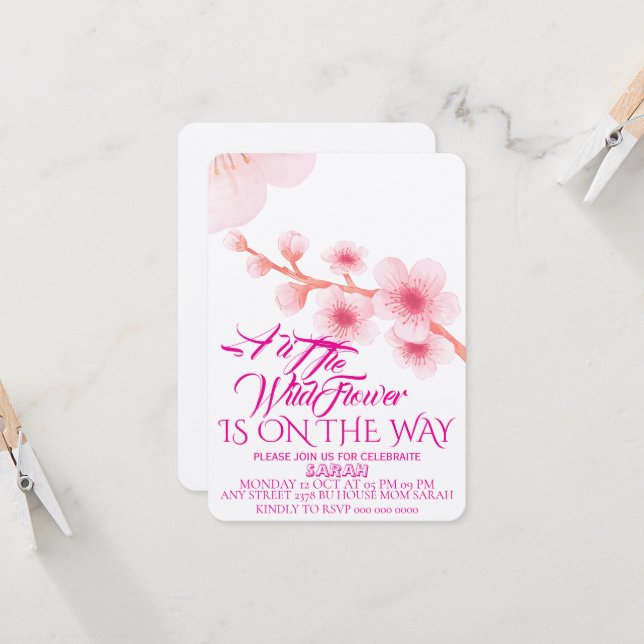 Modifier Une Petite Invitation Baby shower Fleur s (Devant/Arrière en situation)