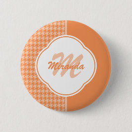Modifiziertes Orange Hahnentrittmuster Monogramm u Button
