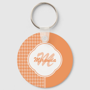 Modifiziertes Orange Hahnentrittmuster Monogramm u Schlüsselanhänger