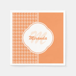 Modifiziertes Orange Hahnentrittmuster Monogramm u Serviette
