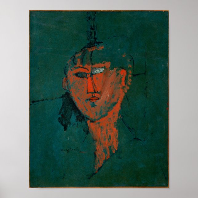 Modigliani Abstrakt Orange Green Art Print Poster (Vorne)
