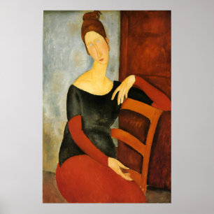 Modigliani Frau auf rotem Stuhl Druck Modernismus Poster