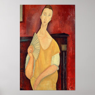 Modigliani Frau mit Fan Modern Art Print Poster
