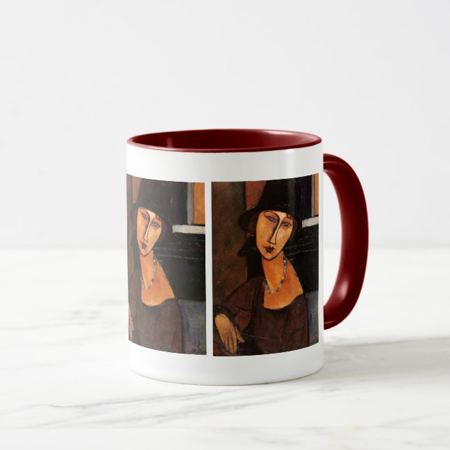 Modigliani - Jeanne Hebuterne mit Hut und Necklace Tasse (VorderseiteRechts)