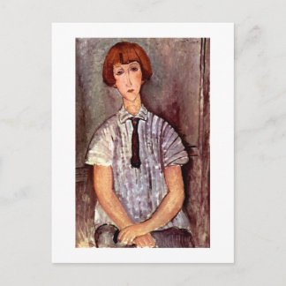 Modigliani portrait Young Girl in Striped Blouse Postkarte