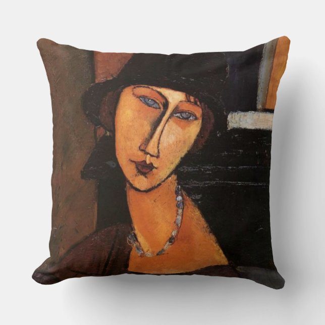 Modigliani - Porträt von Jeanne Hebuterne Kissen (Vorderseite)