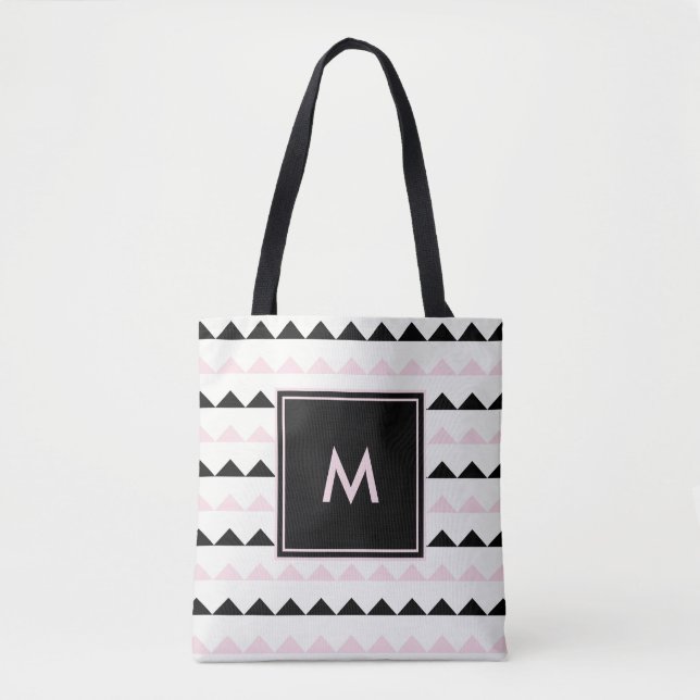 Modisch erröten Rosa und schwarze geometrische Tasche (Vorderseite)