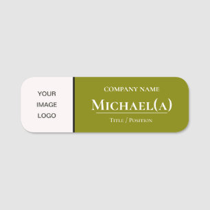 Modisch: Olive Dark Green & White: FirmenLOGO Namensschild
