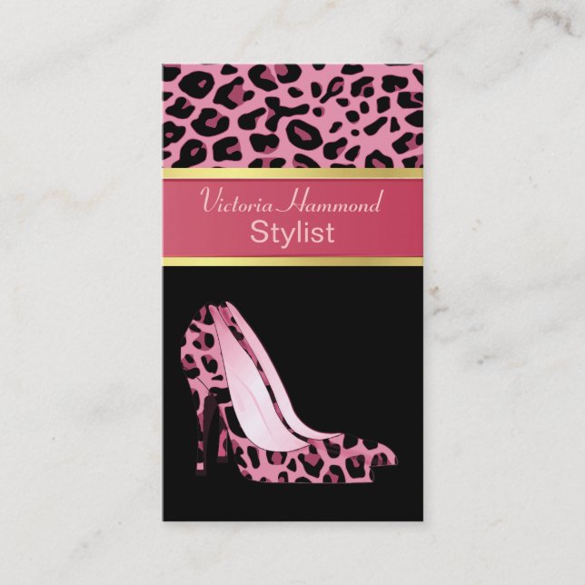 Modisch rosa Jaguar Print Business Card Visitenkarte (Vorderseite)