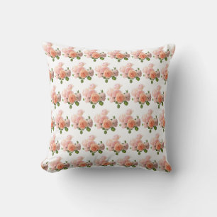 Modisch Rose Blume Wasserfarben Elegantes Flora Kissen