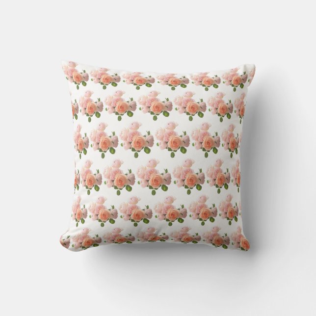 Modisch Rose Blume Wasserfarben Elegantes Flora Kissen (Vorderseite)