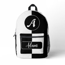 Modisch Schwarz/Weiß - Anfangsname Monogramm