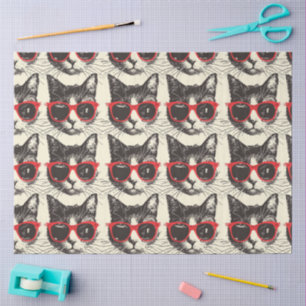 Modisch-stylische Wasserfarbenkatze Seidenpapier