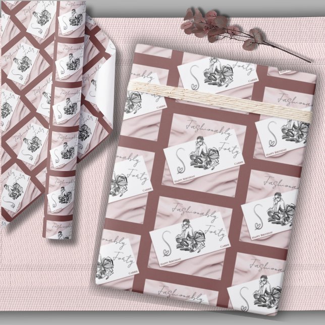 Modisch Vierzig Chic Couture-Geschenkpapier Geschenkpapier (High-end Fashionably Forty wrapping paper with a chic fashion lattice design.)