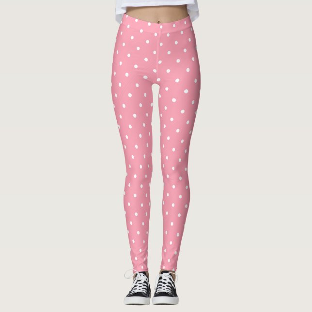 Modisch-weiße Kreise Docks Hot Pink Elegant Trendy Leggings (Vorderseite)
