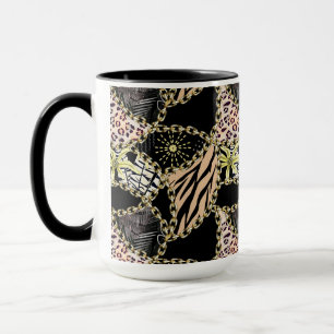 Modische, abstrakte Ketten, Tigerhaut. Tasse