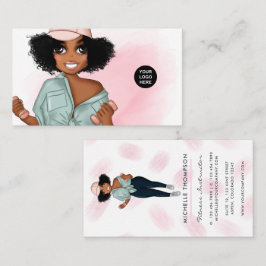 Modische Afro Fitness Instructor Girl Business Visitenkarte