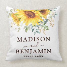 Modische Aquarell Boho Sonnenblume-Garten-Hochzeit Kissen