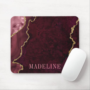 Modische Aquarellfarben-Rose Gold Marmorgeode Mousepad