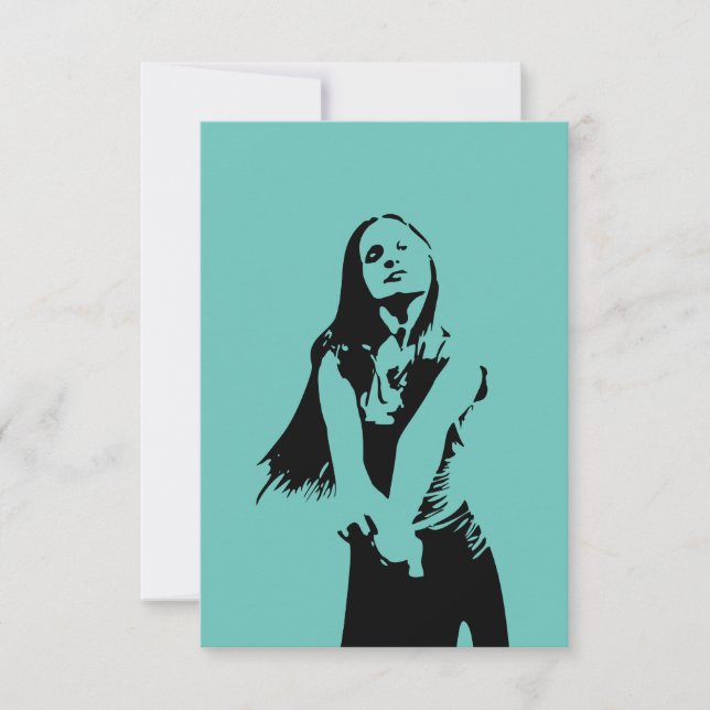 Modische Black Dancing Girl Silhouette Karte (Vorderseite)